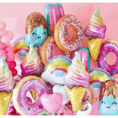 32Inch Donut Ice Cream Foil Balloons Burger Pizza Helium Balloon DIY Birthday Party Decoration Kids Toy Ball Baby Shower Decor