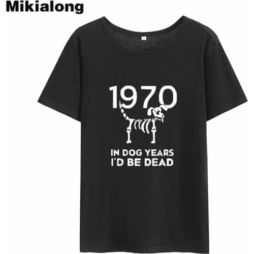 Mikialong In Dog Year Print Harajuku Tee Shirt Femme 2018 Short Sleeve Cotton Women Tshirt Black White Casual T Shirt Femme Tops