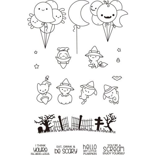 Halloween Transparent Rubber Silicone Clear Stamps and metal cutting dies for Tampons Seal Card Making Diy