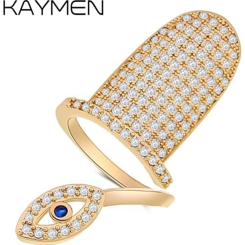 KAYMEN New Arrival Fashion Luxury Finger Nail Ring for Women Copper Inlaid A+ Zircon Fingernail Ring Party Jewelry RI-03001