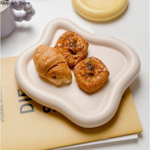 Nordic Creative Irregular Ceramic Plate Household Western Dinner Plate Salad Steak Plate Living Room Tableware Kitchen Supplies