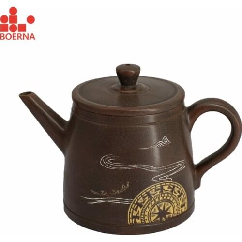 BOERNA 250ml Chinese Qin Zhou Ceramic Handmade Teapot for Puer oolong Kitchen Accessories Kettle Teaware Porcelain with Gift Box