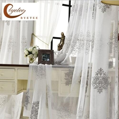 {Byetee} European Style Embroidery Window Quality Curtain White Gauze / Yarn/ Tulle Bedroom Balcony Living Room the Curtains
