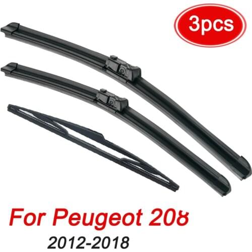 MIDOON Wiper Front Rear Wiper Blades Set For Peugeot 208 2012 2013 2014 2015 2016 2017 Windshield Windscreen Window 26"16"14"