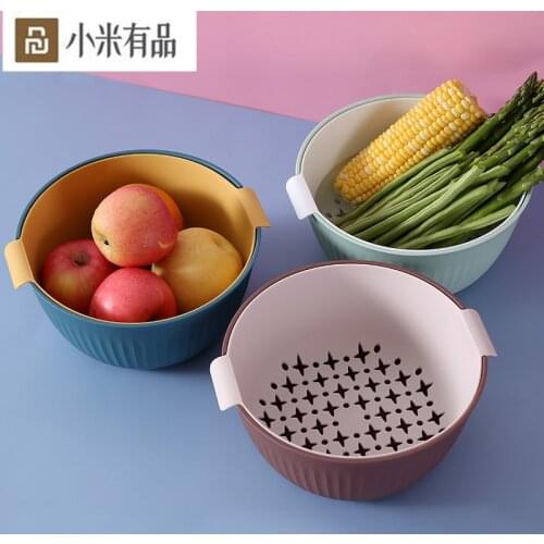 Xiaomi PP Double Drain Basket Kitchen Sink Strainer Fruits Vegetables Washing Basket Kitchen Gadget Colander Container