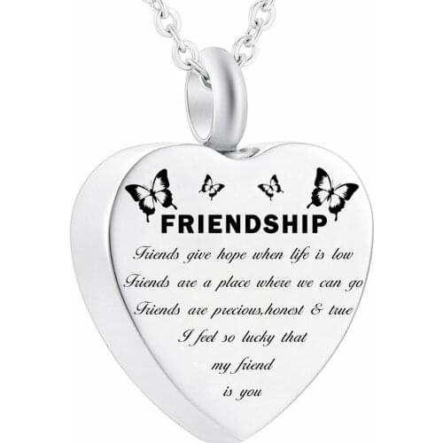 Heart Urn Necklace for Ashes for Friends Memorial Friendship Cremation Jewelry for Ashes - Friends give Hope when Life is Low