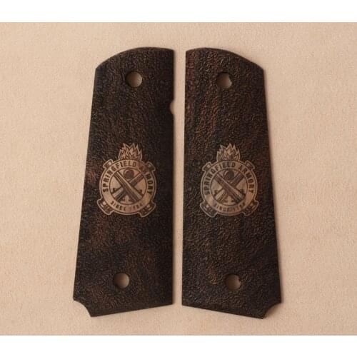 KSDGrips Colt 1911 Compact Officer / Defender / Agent Compatible Walnut Grip for Replacement, with Logo