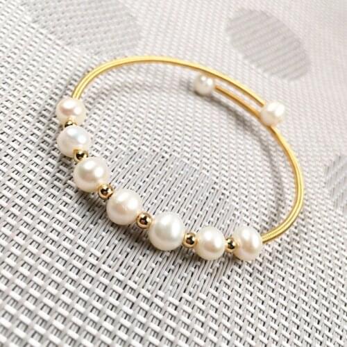 Copper ladies white pearl bracelet simple fashion party jewelry personality gift pearl size 7-8mm