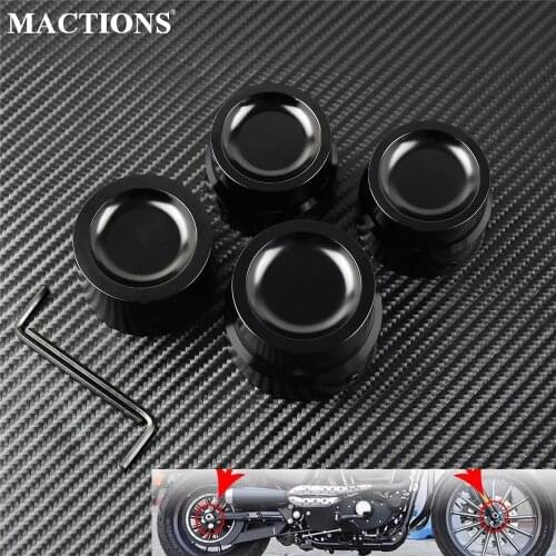 Motorcycle CNC Front Rear Axle Nut Covers Caps Black Kit For Harley Touring Dyna Sportster Road King Fat Bob Breakout FXSB