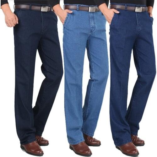 Free Shipping Spring and Autumn Mens Jeans Pants Water Washed Blue denim Long pants Classic Male Solid Straight trousers