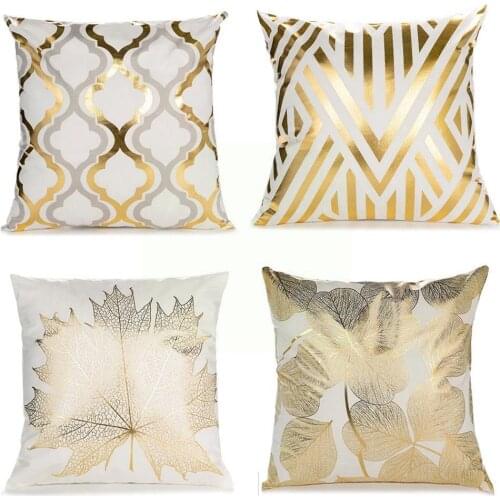 Golden Leaf Printed Cushion Cover Household Pure Cotton Throw Cover Pillow Cover Pillow Sofa Decorative CaseS Cushion