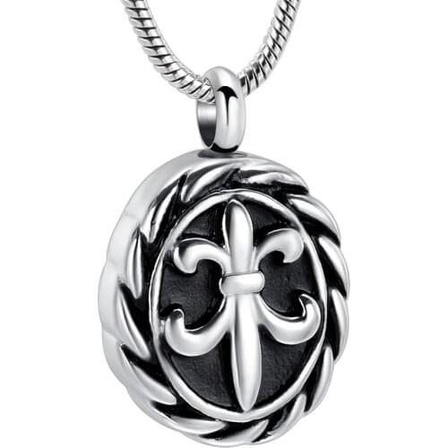 IJD10740 Antiqued Circle Stainless Steel Cremation Ashes Holder Pendant Necklace,Remembrance Jewelry for Loved One Ash Keepsake