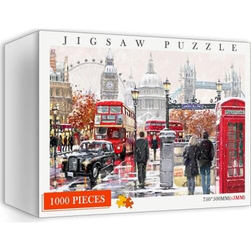 Landscape Jigsaw Puzzles Art Painting 1000 Pieces Wooden Puzzles for Adults Paris London Venice Beautiful Scenery Pattern Puzzle