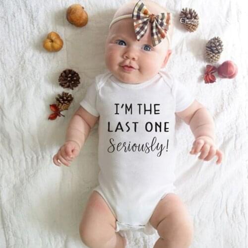 Lovely I'm The Last One Seriously Baby Bodysuit Pregnancy Announcement Clothes 100% Cotton One Piece Boy Girl Shower Gift