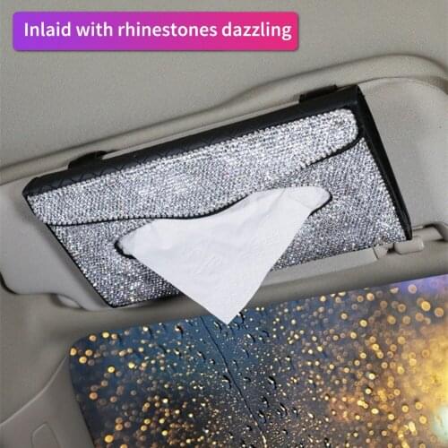 Crystal Car Tissue Box Car Sun Visor Tissue Box Holder Auto Interior Storage Decoration for BMW Car Accessories Towel Sets