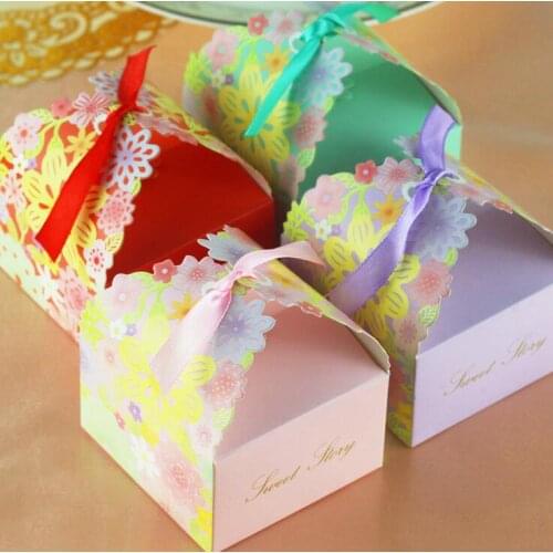Size S sweet flower candy chocolate paper gift box for wedding birthday tea party favor decoration