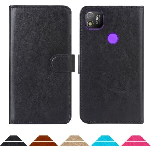 Luxury Wallet Case For Tecno POP 4 PU Leather Retro Flip Cover Magnetic Fashion Cases Strap