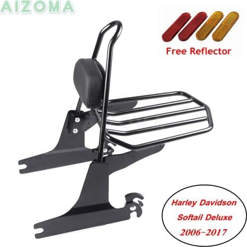 Deatchable Sissy Bar Backrest Motorcycle Flat Luggage Rack For Harley Softail Fat Boy FLSTF Cross Bones Standard Springer FL/FX
