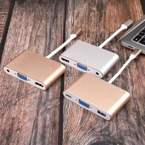 Type C to USB 3.0 USB-C HUB Adapter Type-C HDMI-compatible /VGA/RJ45 Adapter HD 1080P for Macbook Pro Air 13 15 16 inch 2020