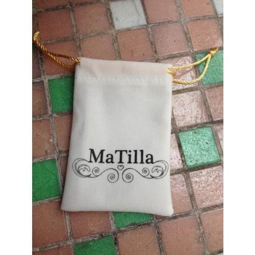 Customized white 25*35cm velvet jewelry bag with gold printing velvet necklace storage and packaging dust bag for gift sho'e