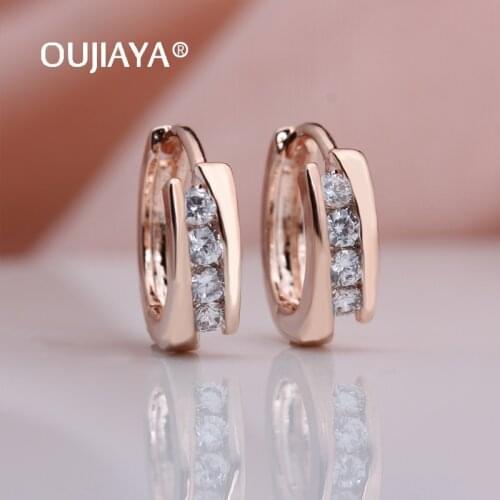 OUJIAYA New 585 Rose Gold Wedding Drop earrings Luxury Natural Zircon Dangle Earrings Fashion Women Party Jewelry hot A238