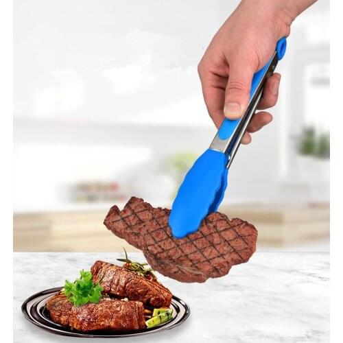1PC Food Grade Silicone food tong Kitchen Tongs utensil Cooking Tong Clip Clamp Accessories Salad Serving BBQ Tools XB 100