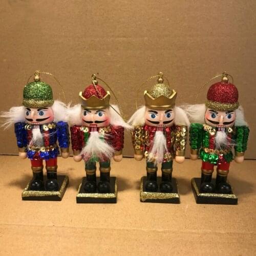 11cm Nutcracker Puppet King Soldier Sequins Shiny Christmas Decoration Toys Desktop Doll Children Christmas Pendant Gift ht148