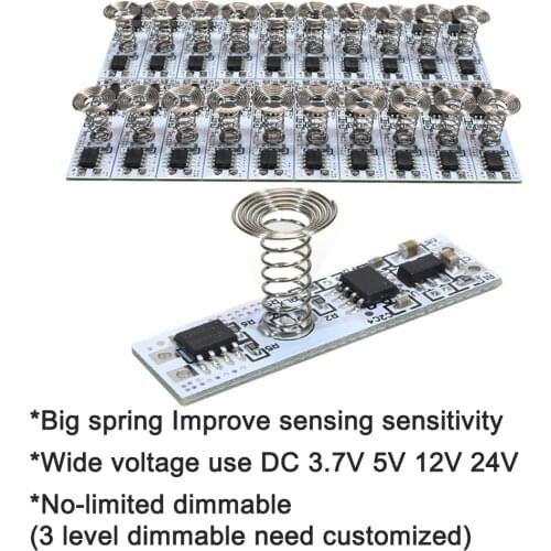 3.7~30V 10A Capacitive Touch Sensor Switch Coil Spring Switch LED Dimmer Control Switch for Smart Home LED Light Strip