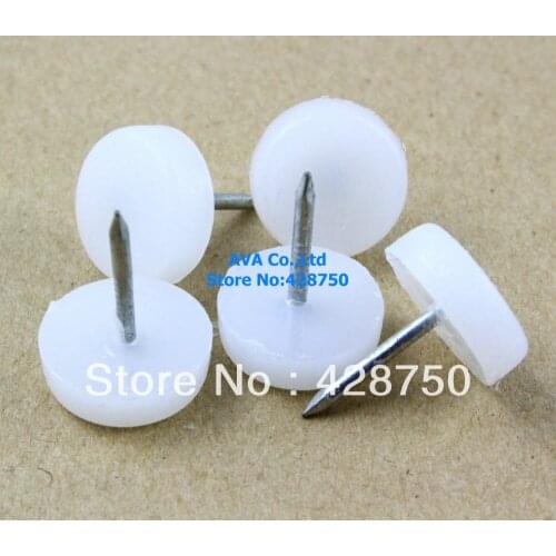 32 Pieces 14mm Nylon Chair Feet Nail Glide Nail Furniture Feet Bottom Protect / WHITE