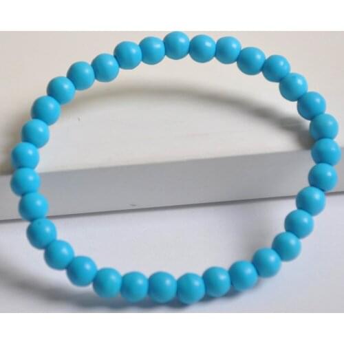 6MM Blue Howlite Beads Bracelet Bangle Stretch 7.5 Inch Jewelry G625