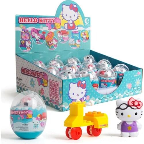 Anime Hello KT Anime Figure Doll PVC Material Egg Model Blocks Brinquedos Child Puzzle Toys Birthday Christmas Gift