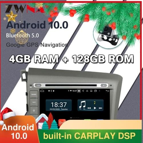 IPS DSP Android 10 Car Radio Multimedia Video Player For Honda Civic 2012-2015 Navigation GPS 2 din autoradio WIFI 4G 128G