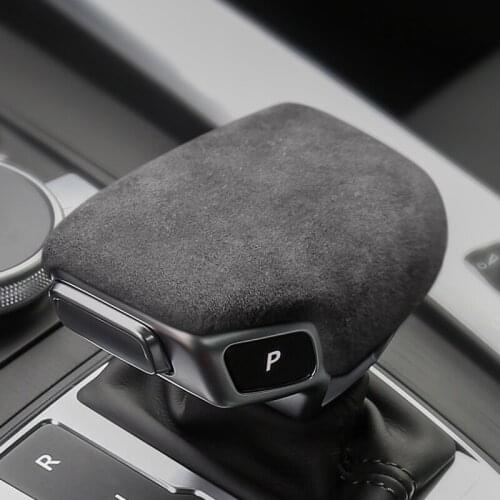 Car Dark Grey Alcantara Suede Gear Shift Knob Shifter Head Panel Cover Trim Fit for Audi A4 A5 S5 RS5 Q7 Q5 2018 2019 2020