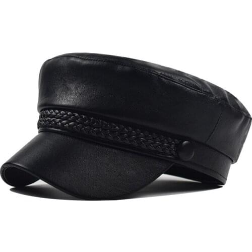 Beret Female Hats Women Ladies Pu Leather Beret Cap Vintage Hat