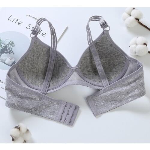 Summer cotton bra soft Wire free bras for women push up solid padded A B cup bralette underwear plus size 34 36 38 40 42 44 C09
