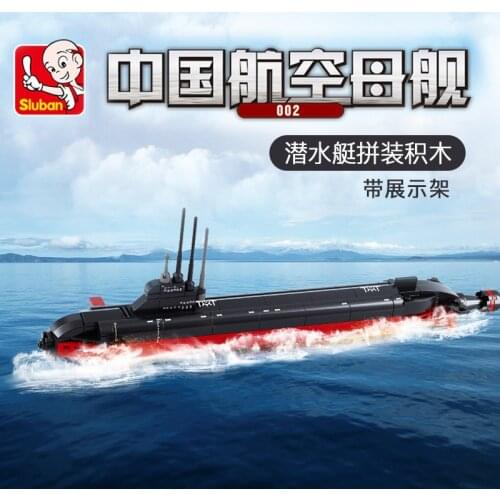 193PCS DIY Sluban Plastic Building Blocks Aircraft Carrier Battle Group Series 0391 Nuclear Submarine Boy Military Assembly Toy