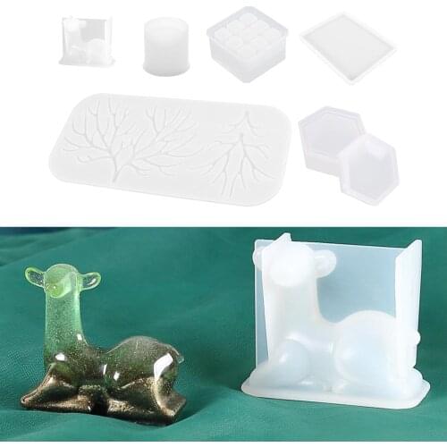 6 PCS Resin Jewelry Box Mold, Square 9-Slot Epoxy Mold and Coaster Mold for Cement Clay Crafts, Jewelry Accessories Storage