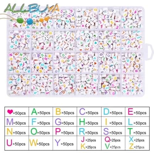 Jewelry Findings White Round 26 Letters Beads for DIY Charm Bracelets Accessories for Handmade Jewelry Making Alphabet Beads Kit