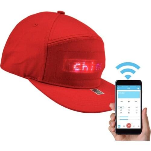 LED Display Cap Smartphone App Controlled Glow DIY Edit Text Hat Baseball Tennis Sports Cap