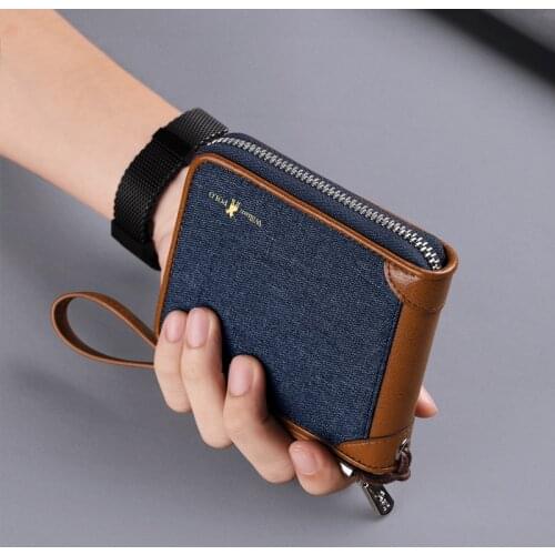 Wallet Mens Short Canvas Trend Korean Personality Youth Creative Card Case Wallet Thin WILLIAMPOLO