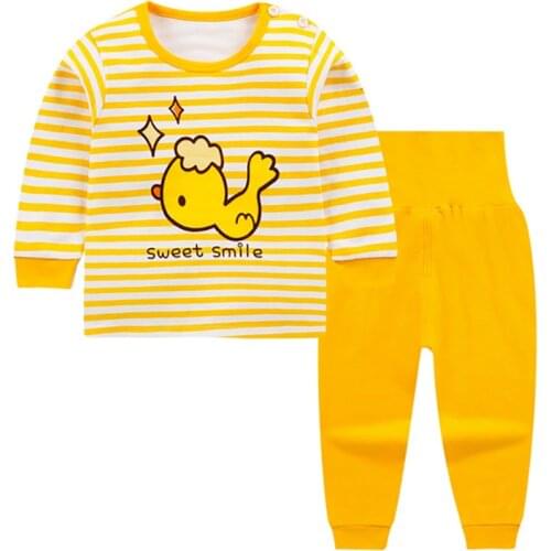 ZWY1340 New Spring Children Good Quality Cotton Casual Clothes Baby Boys Girls Cartoon T Shirt Pants 2Pcs/Set Kids Tracksuit