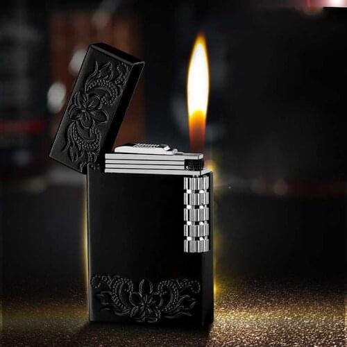 Creative metal lighter open fire cigarette individual wheel lighter butane gas bright sound