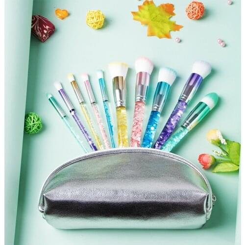 Crystal Makeup Brushes With Transparent Flow Handle High Quality Make Up Brush Set Powder Eye Shadow Cosmetics Tools With Box