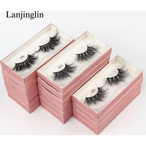 LANJINGLIN Makeup Tools Eyelashes 6D Mink Lashes Fluffy Soft Wispy Volume Natural Long Cross False Eyelashes Reusable Eyelash