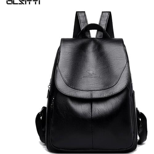 Fashion Elegant Backpacks for Women 2021 New High Quality Solid Color Leather Women Travel Daypack Concise Student School Bag