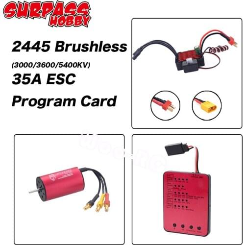 SURPASS HOBBY motor 2445 Waterproof Brushless Motor 35A ESC T/XT60 Plug Program Card Gift for 1/16 RC 2S Traxxas Trx4 Fpv Scx24