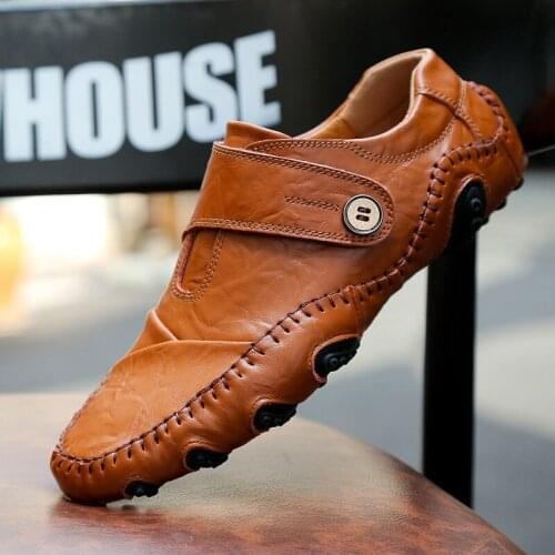 2021 mens soft driving shoes Genuine leather shoes formensneakersMaleAdulthandmadeSlipOnFlat BoatShoesManfootwearsapatomasculino