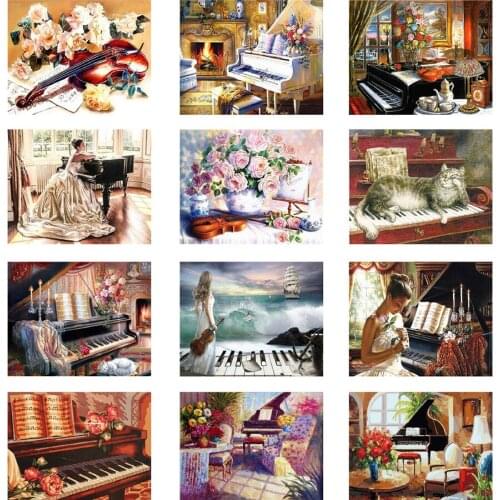 DIY Digital Painting By Numbers Piano woman Acrylic Paint By Numbers Modern Wall Art Picture For Gift