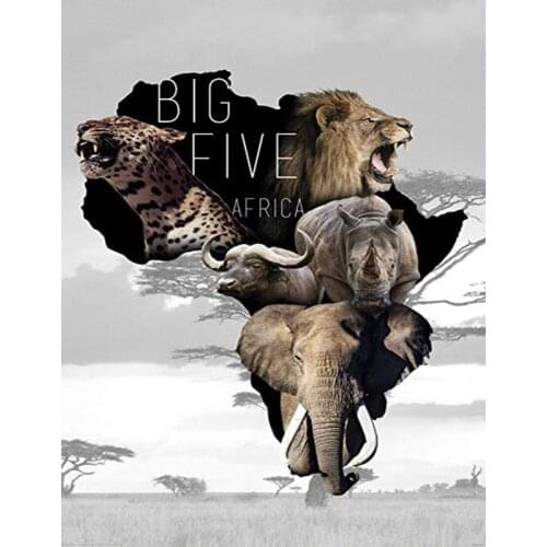 DIY Painting By Numbers Big Five Africa Kit Oil Picture By Numbers Animals Wall Art Acrylic Paintings On Canvas Home Decoration