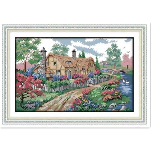 A Country Cabin 8 DIY Set 11CT 14CT Printed On Canvas Home Decoration Embroidery Cross Set Chinese Counted Cross Stitch Pattern